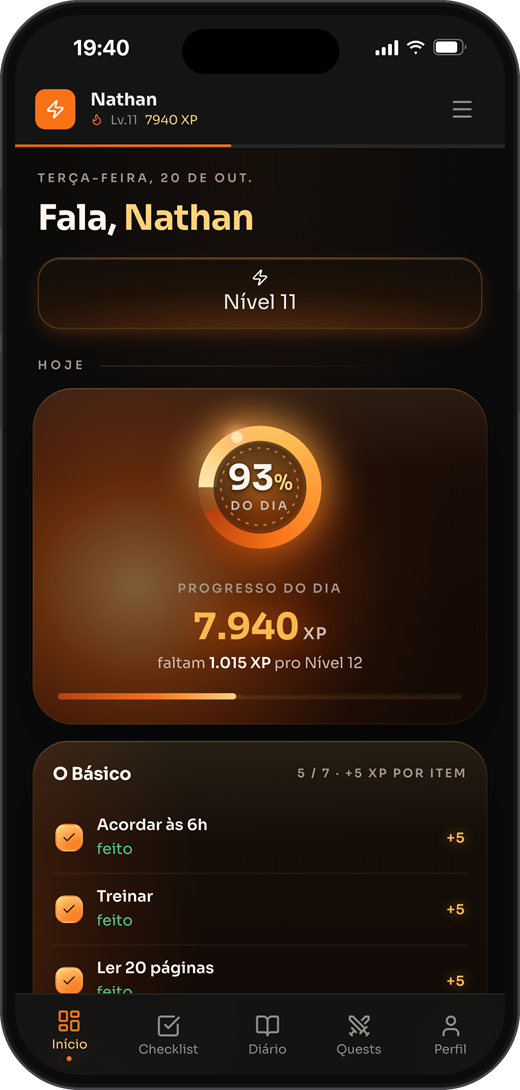 O mesmo painel no celular