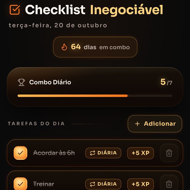 Tela O Básico: Checklist Inegociável com tarefas do dia e XP
